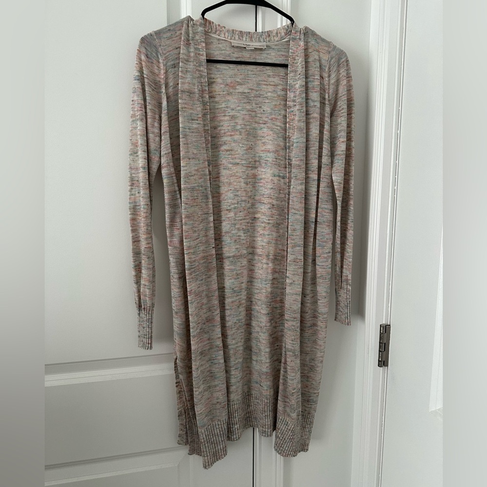 LOFT Petite Spacedye Duster Sweater in Multi/Pink - XXSP